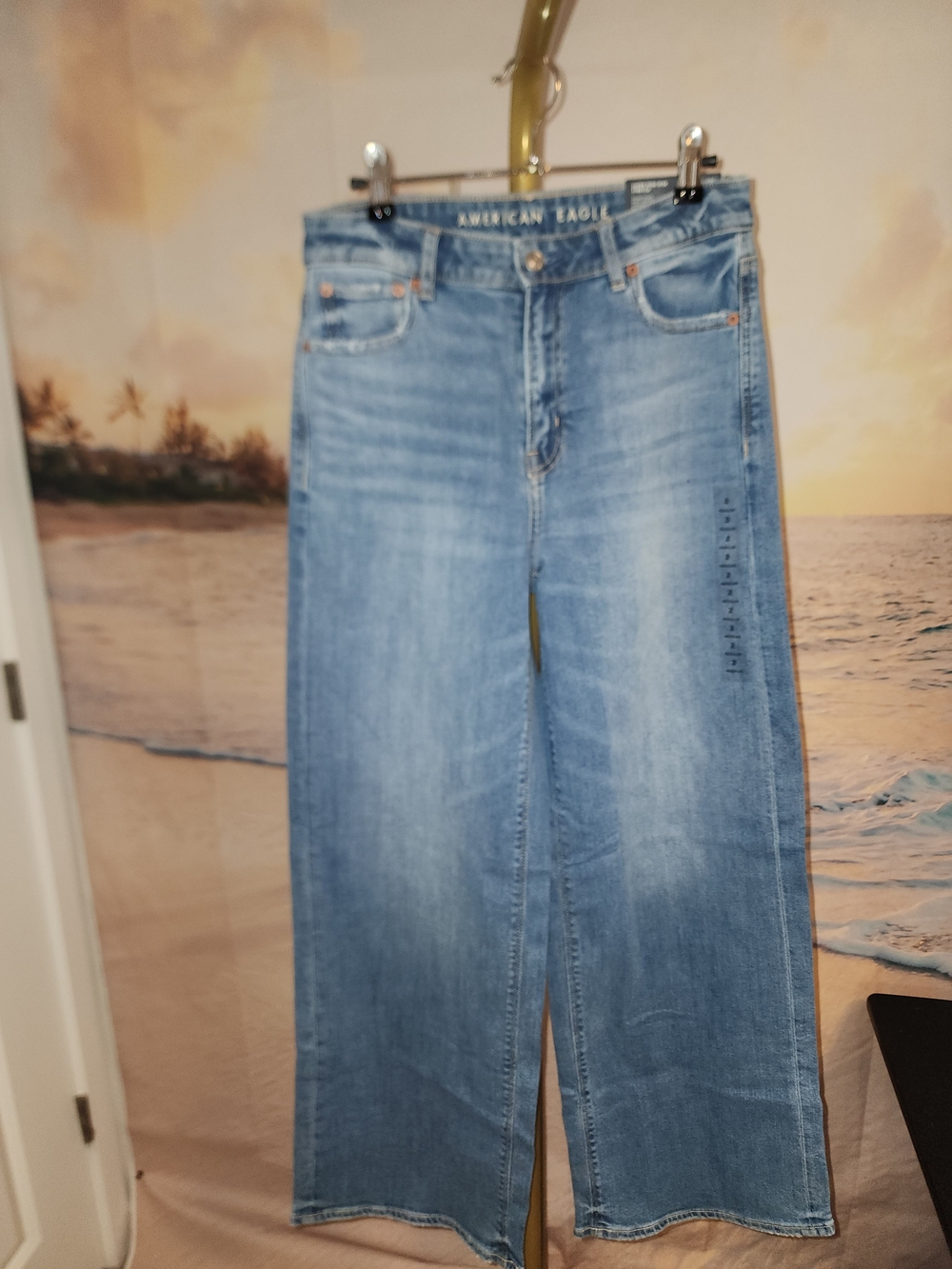 American Eagle Outfitters Dreamy Drape Baggy Light Blue Wide Leg Jeans